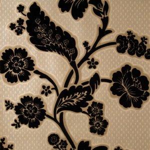 LITTLE GREENE SOHO SQUARE WALLPAPER BLACK FLOCK